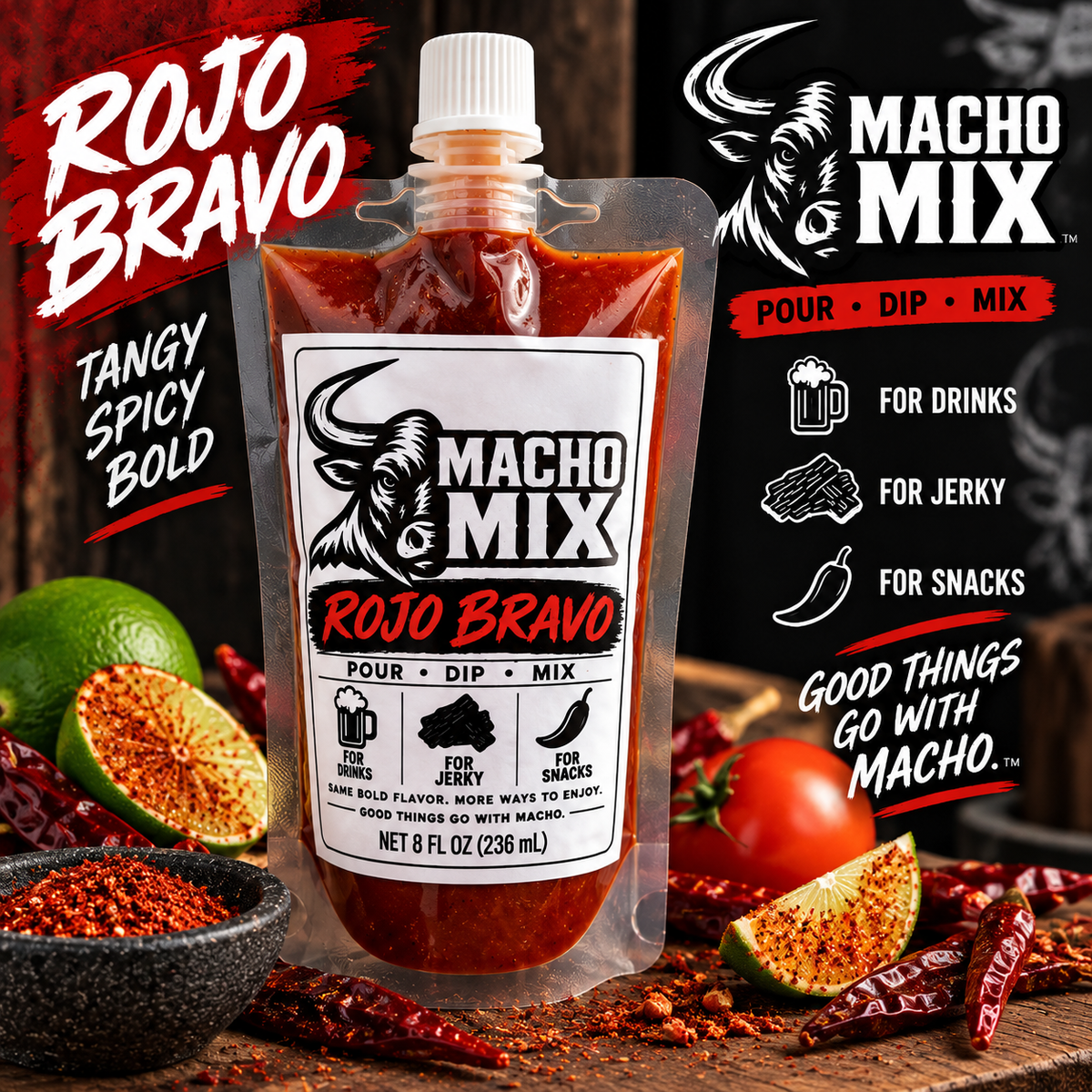 Rojo Bravo β Spicy Drink & Jerky Mix | 8 oz